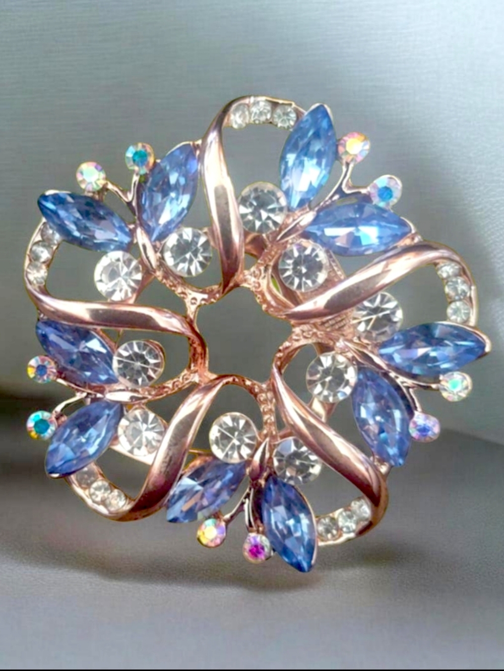 Blue Crystal Scarf Brooch